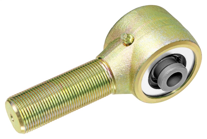 Ford Bronco Johnny Joint Rod End - Rear - RockJock - Forged, 2.5 in body, 1.25-12 LH threads, 70mm x 16mm ball, Zerk fitting - Gold Zinc - `21-`27