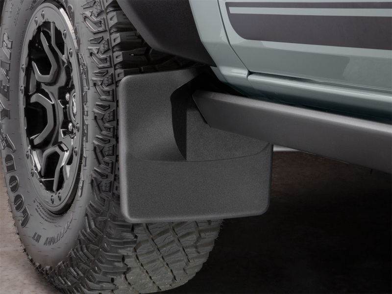 Ford Bronco Mud Flaps - Front - WeatherTech - No-Drill DigitalFit, QuickTurn Fastening System - Black - `21-`27