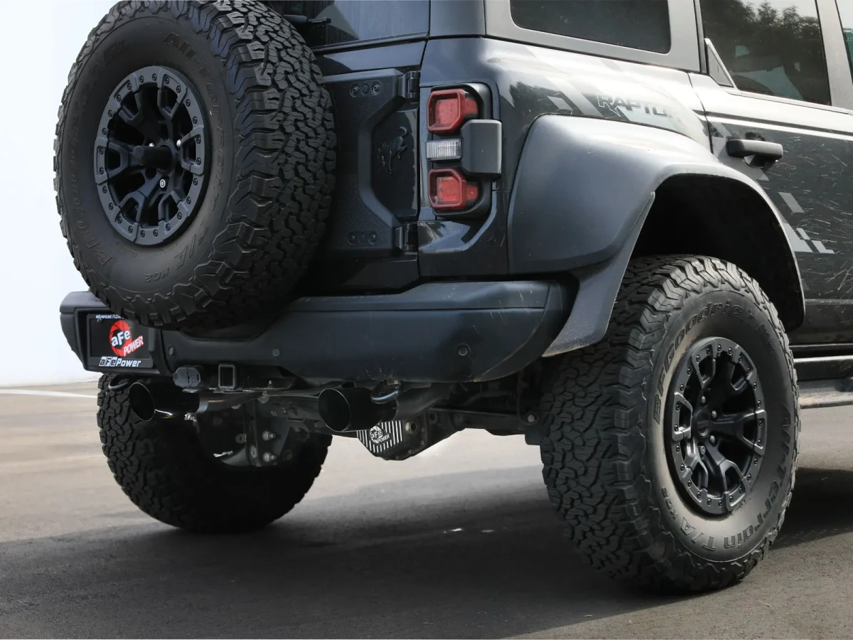 Ford Bronco Raptor Performance Exhaust - aFe - Cat Back, Vulcan Series 3in 304SS - Black - `22-`26