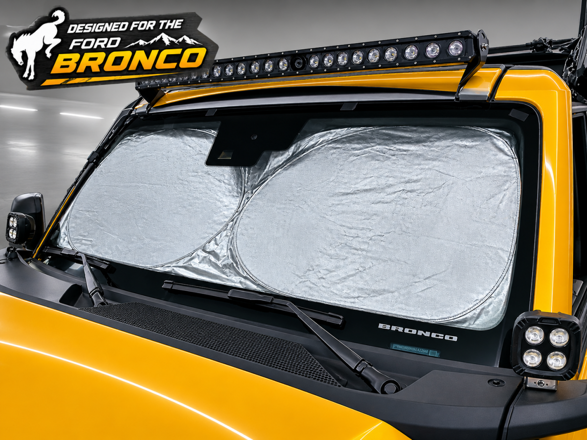 Ford Bronco Windshield Sunshade/ Reflector - BlackOut Sunshades - Foldable Double Circle Design 