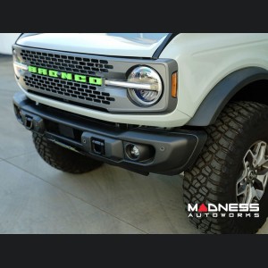 Ford Bronco Front License Plate Relocation Bracket - Factory Capable Steel Bumper - DV8 - Angled