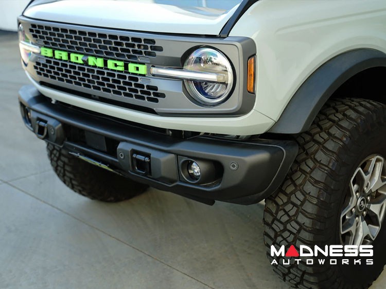 Ford Bronco Front License Plate Relocation Bracket - Factory Capable Steel Bumper - DV8 - Angled