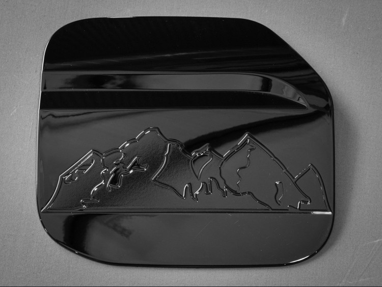 Ford Bronco Fuel Door Cover - Mountain Range Design - Gloss Black Finish