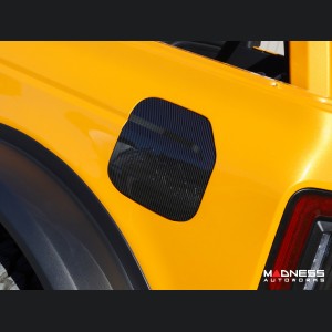 Ford Bronco Fuel Door Cover - Mountain Range Design - Gloss Carbon Fiber Finish