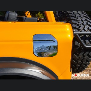 Ford Bronco Fuel Door Cover - Mountain Rainge Design - Chrome Finish