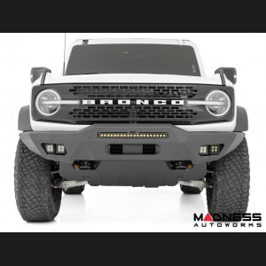 Ford Bronco Front Bumper - Full Width w/ 20" Black Series LED Light Bar + Amber DRL Cubes