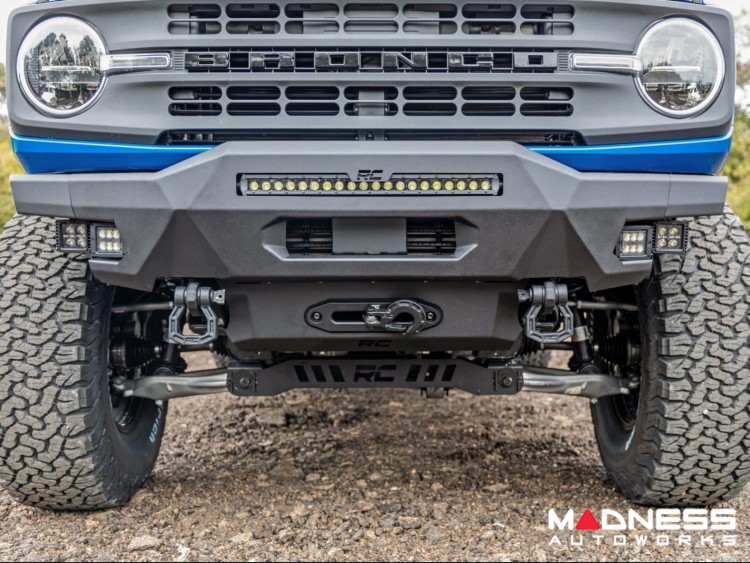 Ford Bronco Front Bumper - High Clearance - 20" Black Series Light Bar w/ White DRL & Black Series White DRL Cubes