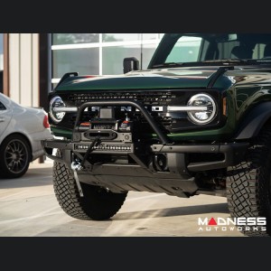 Ford Bronco Winch Mount - High Mount - OE Modular Bumper - Rough Country - PRO9500S Winch - Black Series LED