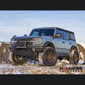 Ford Bronco Winch Mount - High Mount - OE Modular Bumper - Rough Country - PRO12000S Winch - Black Series LED