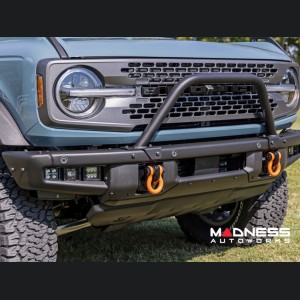 Ford Bronco Front Bumper Guard - Safari Bar - OE Modular Bumper - Rough Country - w/ 12in DRL Single Row Black Series LED