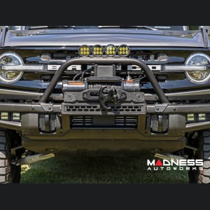 Ford Bronco Front Bumper Guard - Safari Bar - OE Modular Bumper - Rough Country - w/ 2x 3.5in Round Lights - Amber DRL