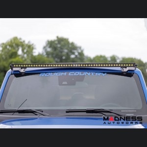 Ford Bronco Light Upgrade - Windshield Light Bar Kit - Rough Country - 50" Single Row LED - Black Series