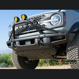 Ford Bronco Bull Bar - Front - Factory Bumper - ZROADZ - Prerunner Bar - 4in Round Amber LED