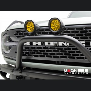 Ford Bronco Bull Bar - Front - Factory Bumper - ZROADZ - Standard - 4in Round Amber LED