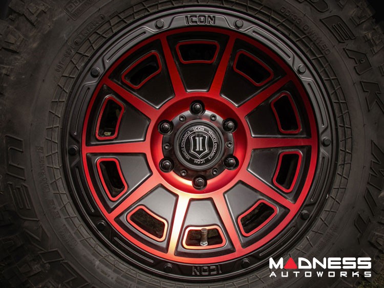 Ford Bronco Custom Wheels (1) - Victory - Satin Black w/ Red Tint - 17 X 8.5 / 6 x 5.5 / 0 / 4.75" - Icon 