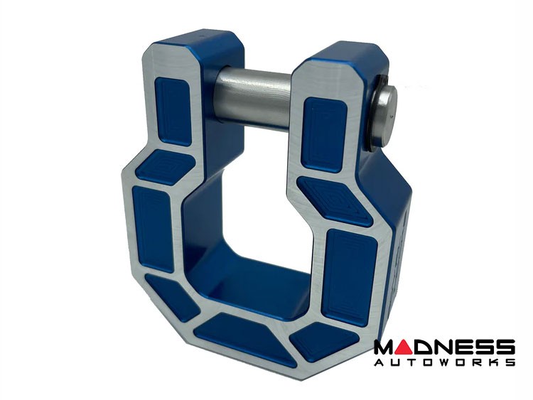 Ford Bronco Billet D-Ring - Royal Show Shackle - Aluminum - Blue w/ Machined Face - Single