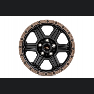 Custom Wheels - 79 Series - One-Piece - Semi Gloss Black w/ Bronze Ring | 17x8.5 | 6x135 | 0mm - Rough Country 