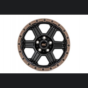 Rough Country 79 Series Wheel | One-Piece | Semi Gloss Black w/Bronze Ring | 17x8.5 | 6x5.5 | 0mm