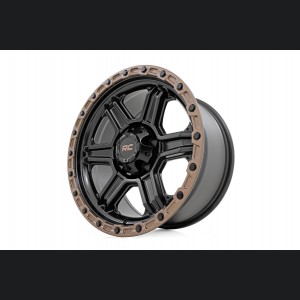 Rough Country 79 Series Wheel | One-Piece | Semi Gloss Black w/ Bronze Ring | 18x9 | 6x135 | 0mm