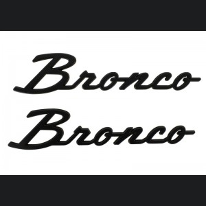 Ford Bronco Custom Emblems (2) - "Bronco" Classic Script - Matte Black Finish - Genuine Ford