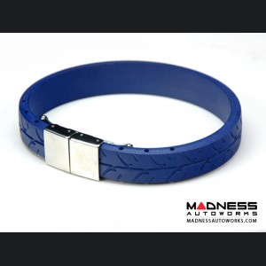 Tire Tread Bracelet - Blue Rubber w/ Stainless Steel Clasp