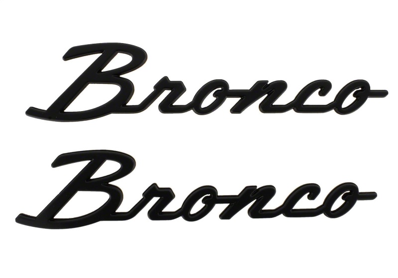 Ford Bronco Custom Emblems (2) - "Bronco" Classic Script - Matte Black Finish - Genuine Ford